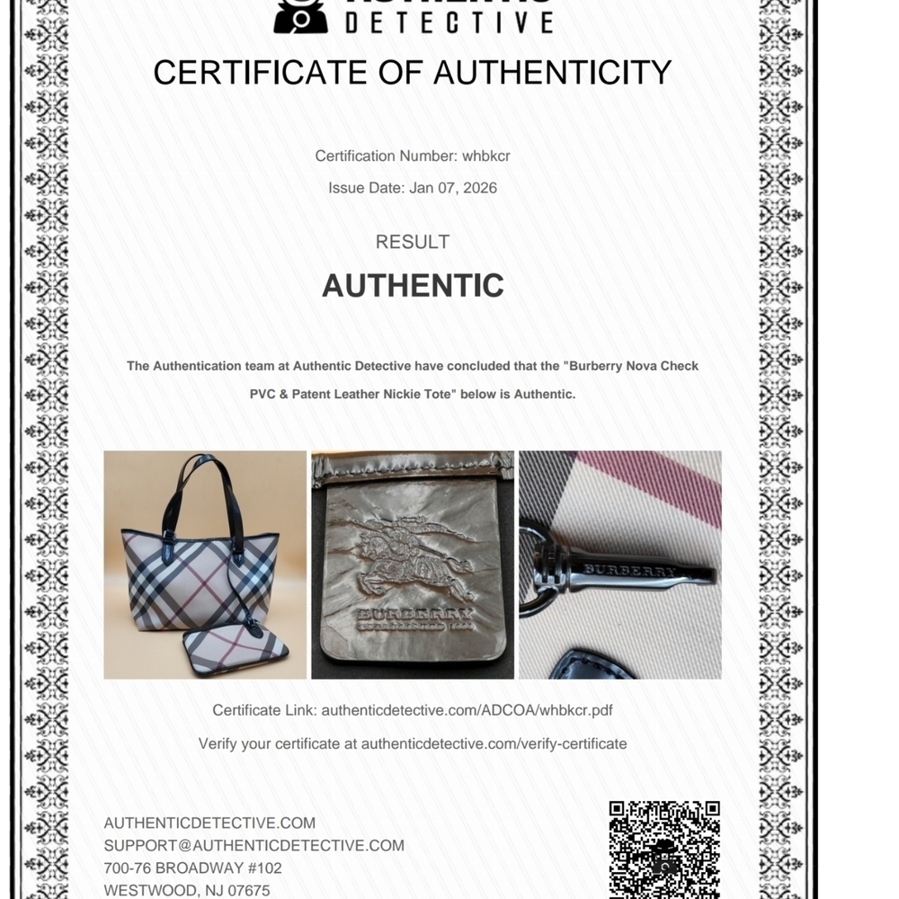Burberry Supernova Check Coated Canvas Patent Leather Nickie Tote..Auth.. W/COA - Picture 16 of 16